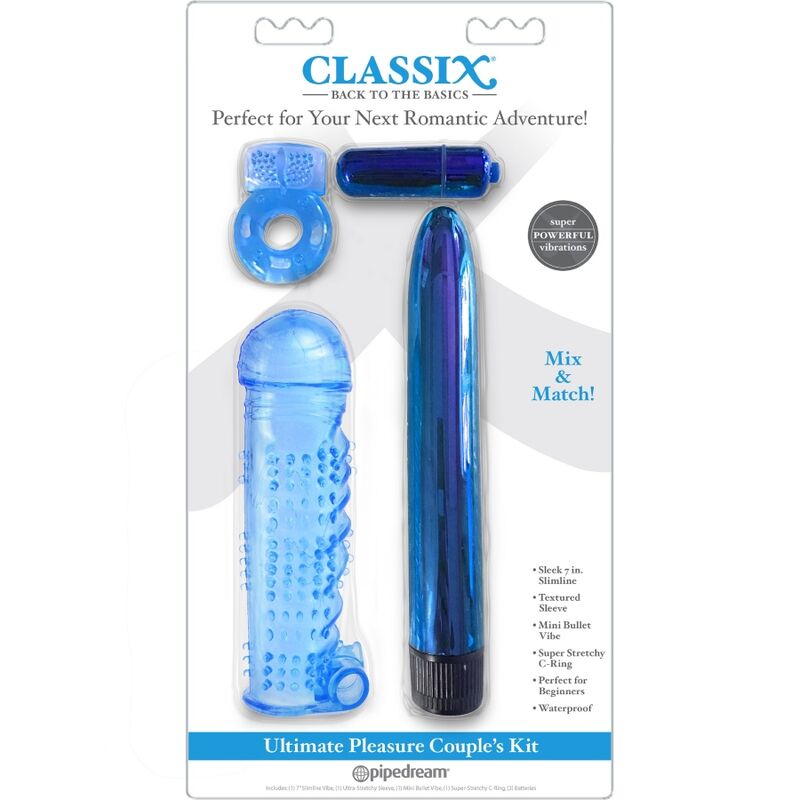 CLASSIX - KIT PARA PAREJAS CON ANILLA, FUNDA Y BALAS AZUL