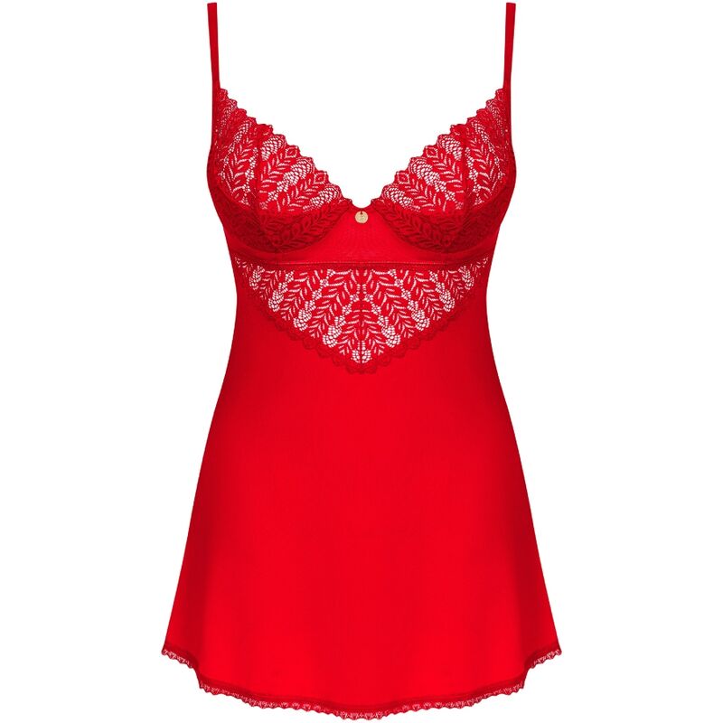 OBSESSIVE - INGRIDIA CHEMISE & THONG RED XL/XXL