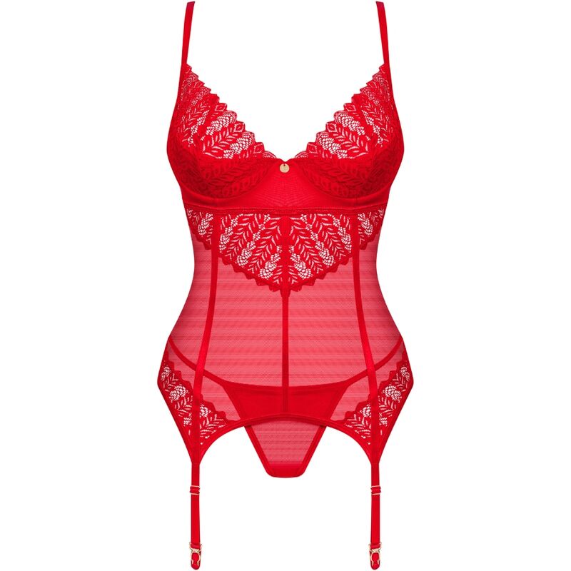 OBSESSIVE - INGRIDIA CORSET & THONG RED XS/S