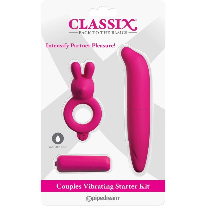 CLASSIX - KIT POUR COUPLES AVEC ANNEAU, BULLET ET STIMULATEUR ROSE