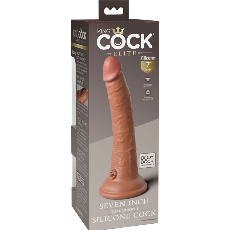 KING COCK - ELITE REALISTIC SILICONE DILDO 17.8 CM CARAMEL