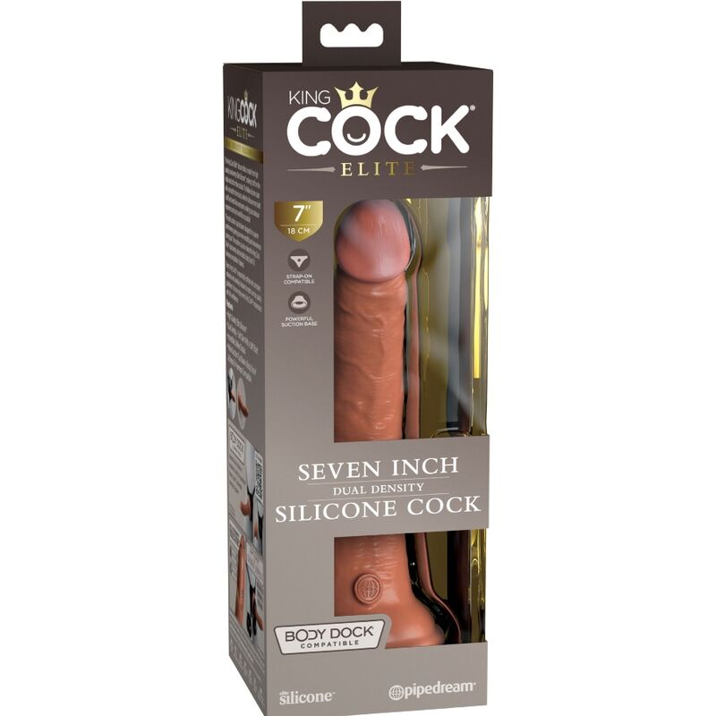 KING COCK - ELITE REALISTIC SILICONE DILDO 17.8 CM CARAMEL