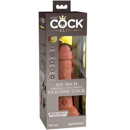 KING COCK - ELITE REALISTIC DILDO VIBRATING & SILICONE 15.2 CM CARAMEL