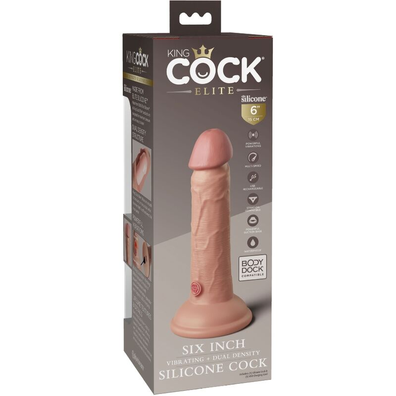 KING COCK - ELITE REALISTIC DILDO VIBRATING & SILICONE 15.2 CM