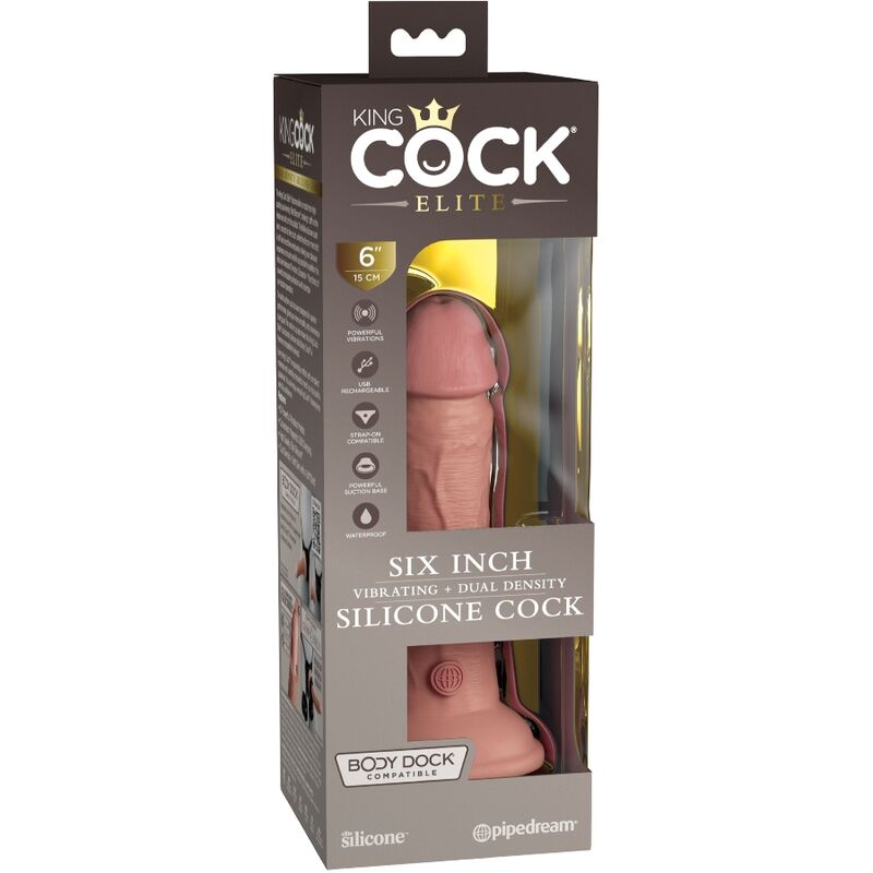 KING COCK - ELITE REALISTIC DILDO VIBRATING & SILICONE 15.2 CM