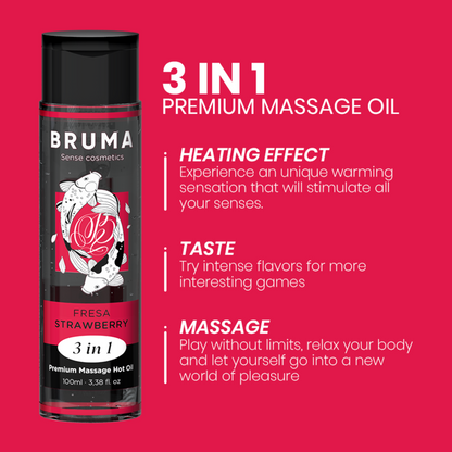 BRUMA - HUILE CHAUDE DE MASSAGE PREMIUM FRAISE 3 EN 1 - 100 ML