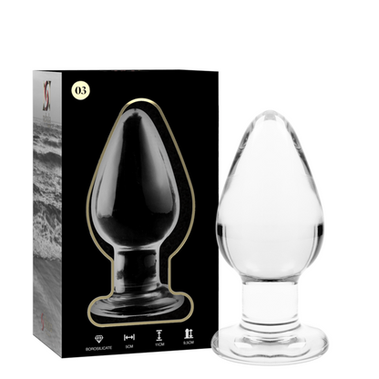 NEBULA SERIES BY IBIZA - MODEL 3 ANAL PLUG BOROSILICATE GLASS TRANSPARENT 11 CM -O- 5 CM