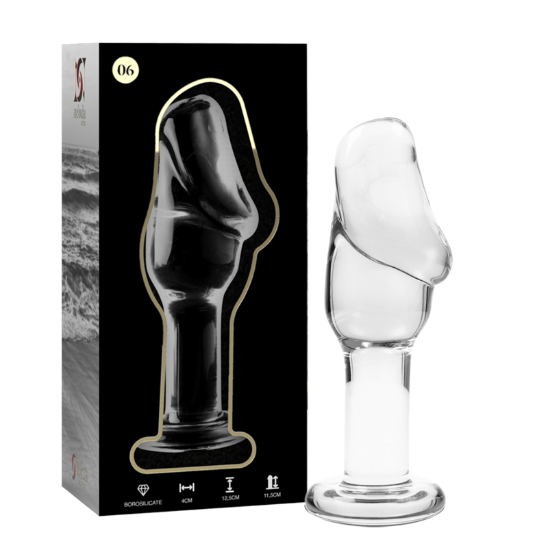 NEBULA SERIES BY IBIZA - MODEL 6 ANAL PLUG BOROSILICATE GLASS CLEAR 12.5 CM -O- 4 CM