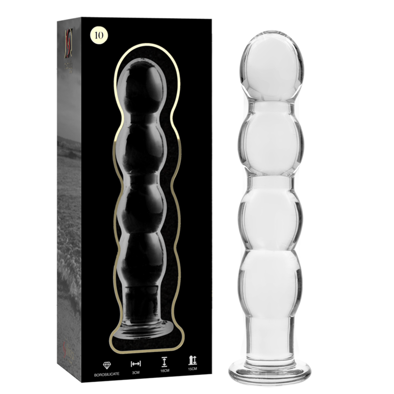 SÉRIE NEBULA PAR IBIZA - MODÈLE 10 GODE EN VERRE BOROSILICATE TRANSPARENT 16,5 CM -O- 3,5 CM