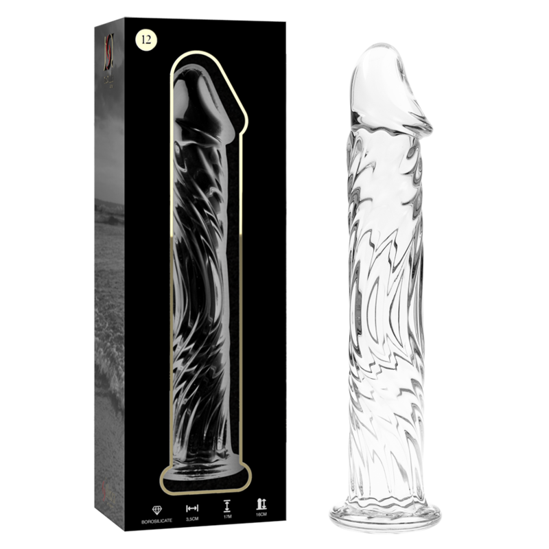 SERIE NEBULA DE IBIZA - MODELO 12 DILDO CRISTAL BOROSILICATO TRANSPARENTE 17 CM -O- 3,5 CM