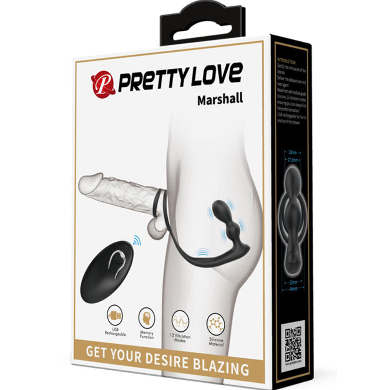 PRETTY LOVE - ANILLO PARA EL PENE MARSHALL CON PLUG ANAL VIBRATORIO CON CONTROL REMOTO