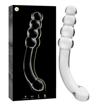 NEBULA SERIES BY IBIZA - MODEL 14 DILDO BOROSILICATE GLASS CLEAR 18.5 CM -O- 3 CM