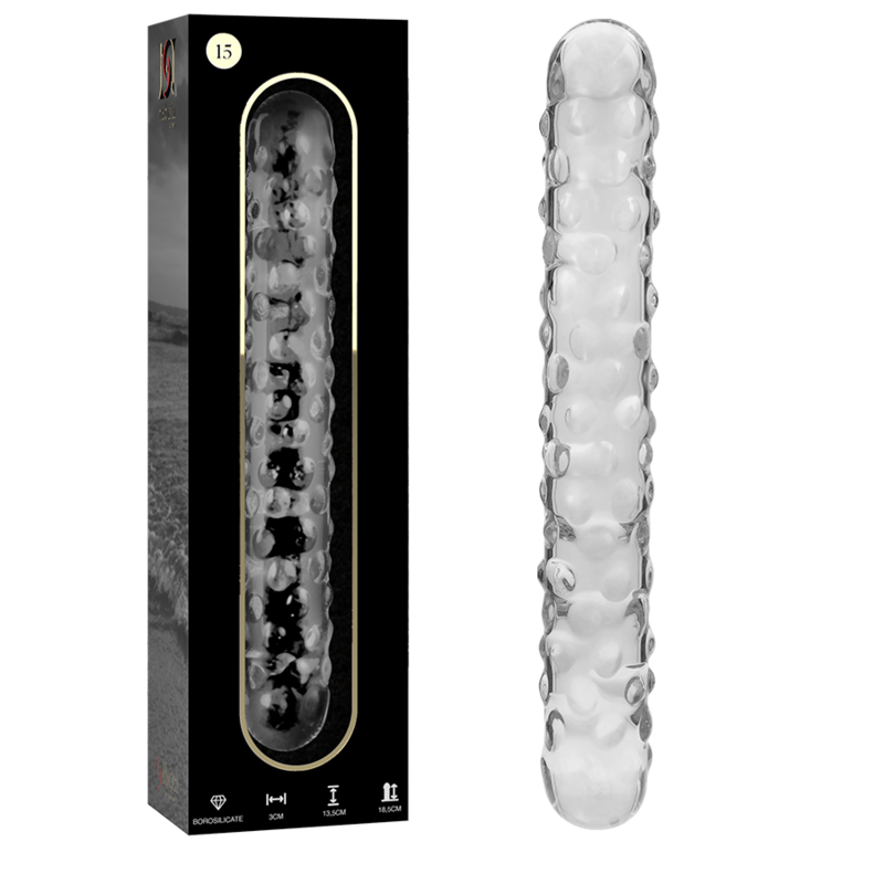 NEBULA SERIES BY IBIZA - MODEL 15 DILDO BOROSILICATE GLASS CLEAR 18.5 CM -O- 3 CM