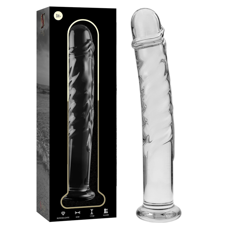 SERIE NEBULA DE IBIZA - MODELO 16 DILDO CRISTAL BOROSILICATO TRANSPARENTE 18,5 CM -O- 3 CM