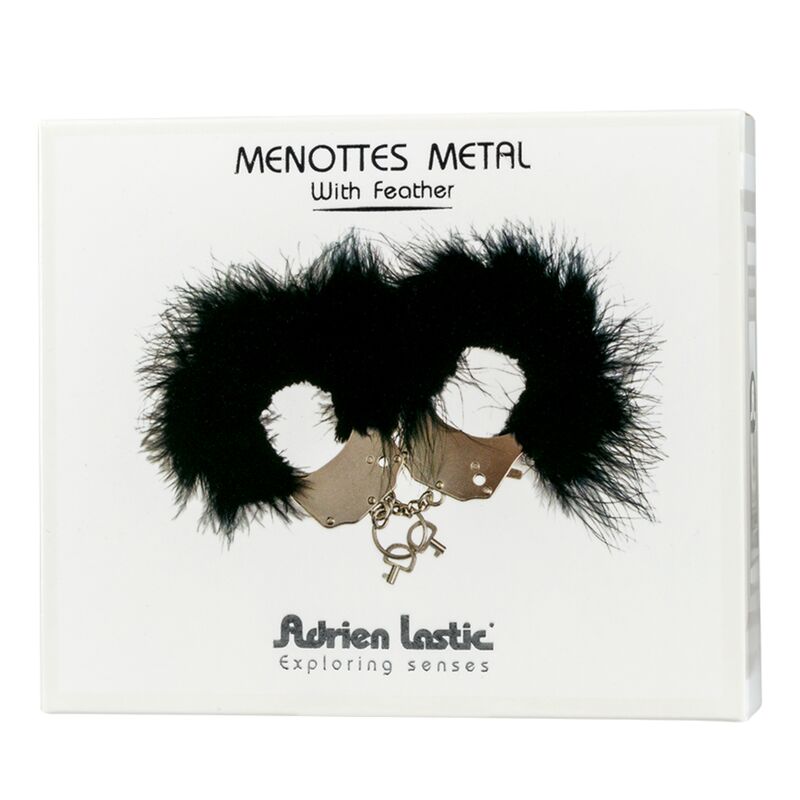 ADRIEN LASTIC - MENOTTES EN MÉTAL AVEC PLUMES NOIRES