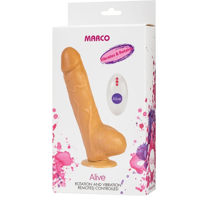 ALIVE - VIBRATEUR ET ROTATEUR DE PÉNIS RÉALISTE MARCO TÉLÉCOMMANDE 19 CM