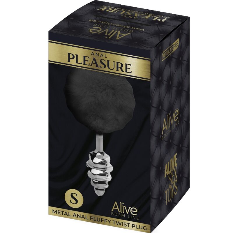 ALIVE - PLUG DE PLACER ANAL ESPIRAL METALICO ESPUMOSO NEGRO TALLA S