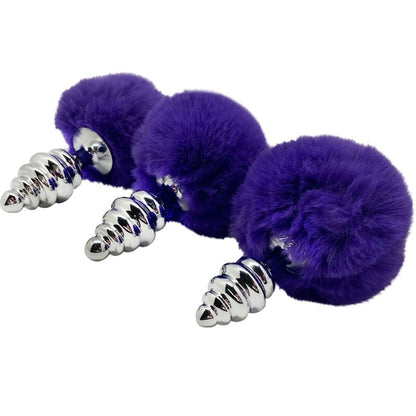 ALIVE - ANAL PLEASURE PLUG SPIRAL METAL FLUFFY DARK VIOLET SIZE L