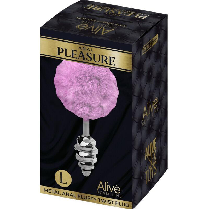 ALIVE - ANAL PLEASURE PLUG SPIRAL METAL FLUFFY VIOLET SIZE L