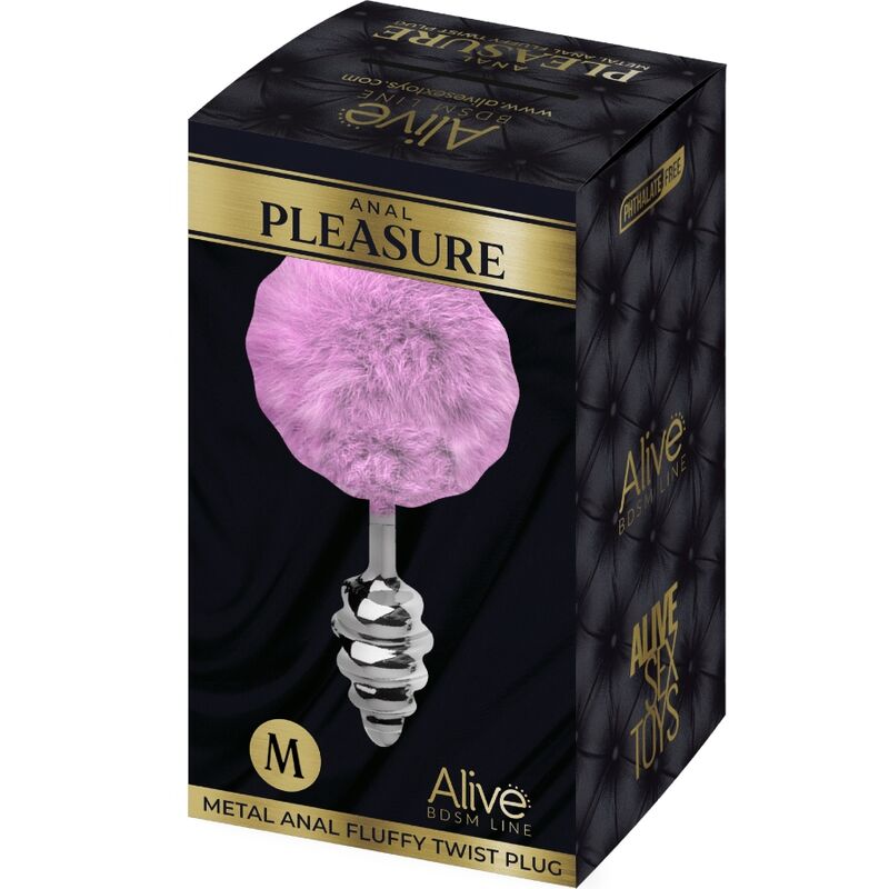 ALIVE - ANAL PLEASURE PLUG SPIRAL METAL FLUFFY VIOLET SIZE M