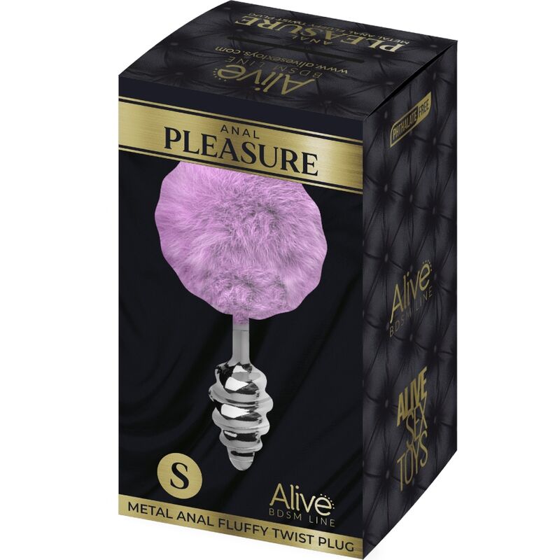 ALIVE - PLUG PLAISIR ANAL SPIRALE METAL FLUFFY VIOLET TAILLE S