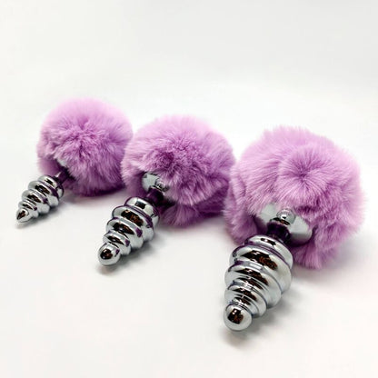 ALIVE - ANAL PLEASURE PLUG SPIRAL METAL FLUFFY VIOLET SIZE M