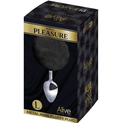 ALIVE - PLUG DE PLACER ANAL LISO DE METAL ESPONJOSO NEGRO TALLA L