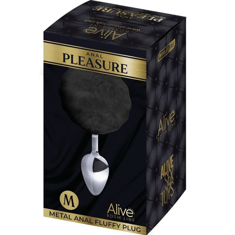 ALIVE - PLUG DE PLACER ANAL LISO DE METAL ESPONJOSO NEGRO TALLA M