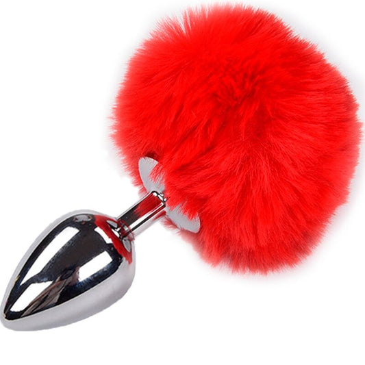 ALIVE - ANAL PLEASURE PLUG SMOOTH METAL FLUFFY RED SIZE L