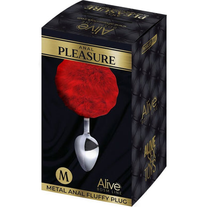 ALIVE - PLUG PLAISIR ANAL METAL LISSE FLUFFY ROUGE TAILLE M