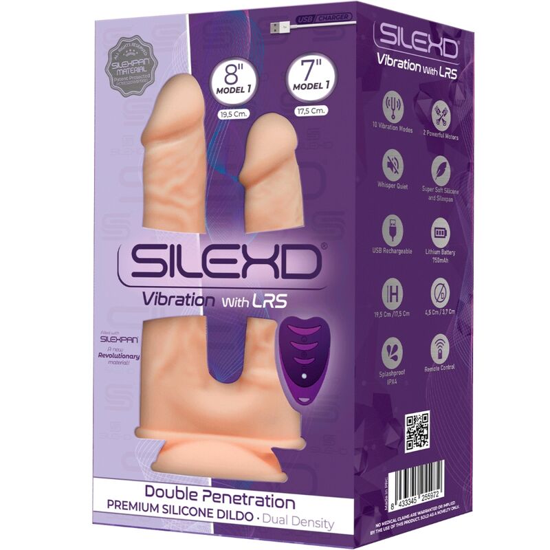 SILEXD - MODELO 1 VIBRADOR DOBLE PENETRACIÓN PENE REALISTA PREMIUM SILEXPAN SILICONA CONTROL REMOTO 17.5 / 19.5 CM