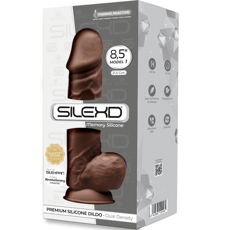 SILEXD - MODELO 1 PENE REALISTA PREMIUM SILEXPAN SILICONA MARRÓN 21,5 CM