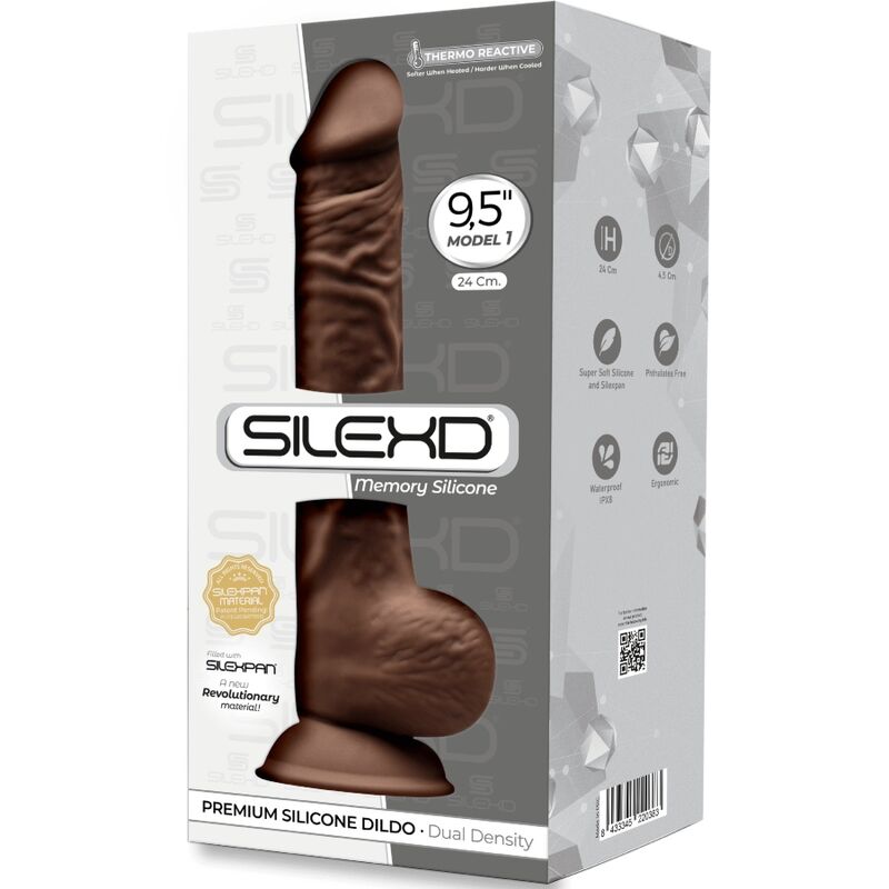 SILEXD - MODÈLE 1 PÉNIS RÉALISTE PREMIUM SILEXPAN SILICONE MARRON 24 CM