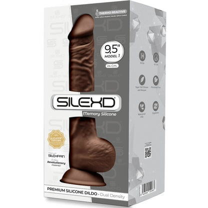 SILEXD - MODÈLE 1 PÉNIS RÉALISTE PREMIUM SILEXPAN SILICONE MARRON 24 CM