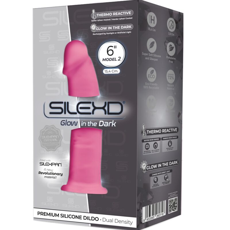 SILEXD - MODELO 2 PENE REALISTA PREMIUM SILEXPAN SILICONA FLUORESCENTE ROSA 15 CM