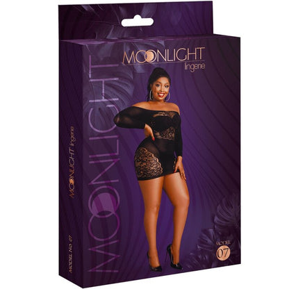 MOONLIGHT - MODEL 7 LONG SLEEVE DRESS BLACK PLUS SIZE