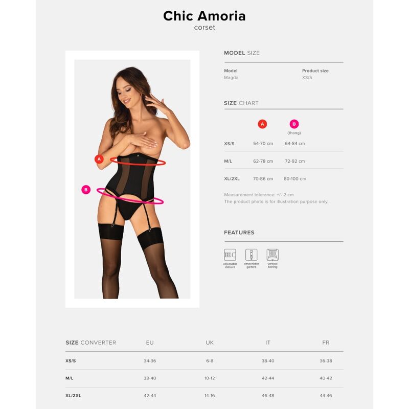 OBSESSIF - CORSET &amp; TANGA CHIC AMORIA XS/S