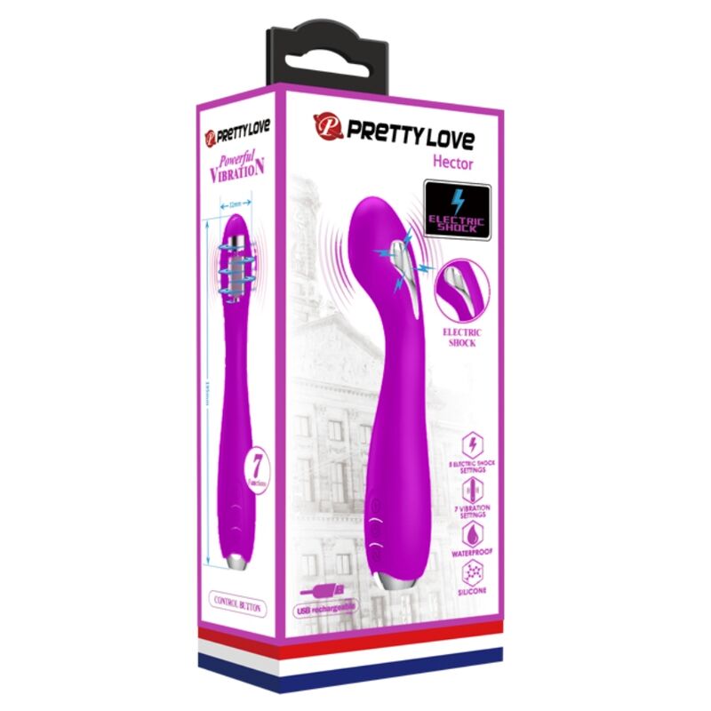 PRETTY LOVE - HECTOR VIBRATEUR ÉLECTROCHOC RECHARGEABLE ETANCHE VIOLET