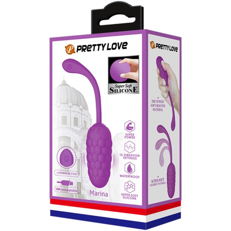 PRETTY LOVE - VIBRATING EGG WITH PURPLE RECHARGEABLE MARINE TEXTURE