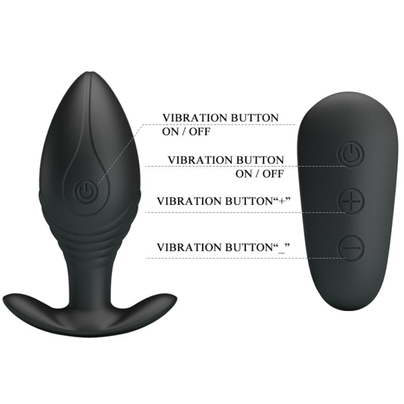 PRETTY LOVE - VIBRATEUR RECHARGEABLE PLUG ANAL REGINA NOIR