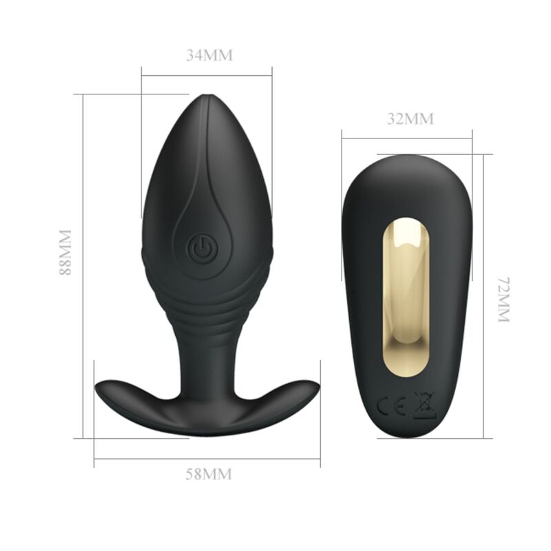 PRETTY LOVE - VIBRATEUR RECHARGEABLE PLUG ANAL REGINA NOIR