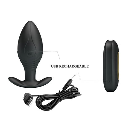 PRETTY LOVE - VIBRATEUR RECHARGEABLE PLUG ANAL REGINA NOIR