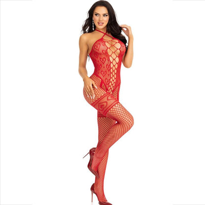 LEG AVENUE - BODYSTOCKING COL LIEN COEURS ROUGES ROUGES