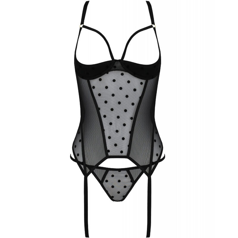 PASSION - CORSET ET STRING MARINA NOIR S/M