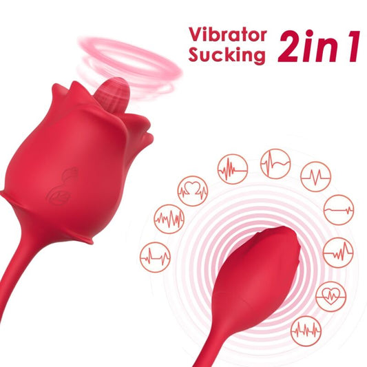 ARMONY - ROSE STIMULATEUR D'ASPIRATION ET VIBRATEUR 2 EN 1 10 MODES AVEC QUEUE ROUGE