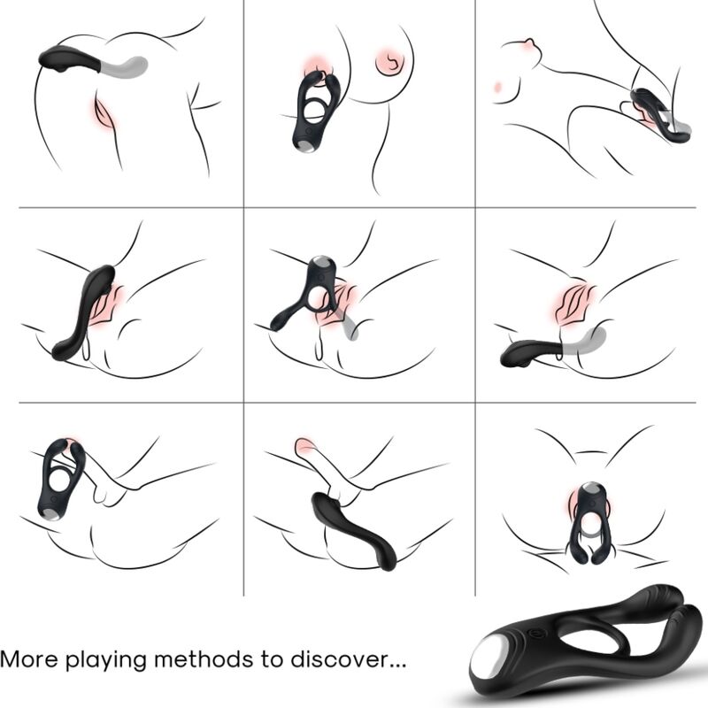 ARMONY - VEYRON DOUBLE VIBRATOR RING TOY FOR COUPLES REMOTE CONTROL BLACK