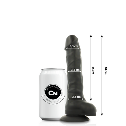 COCK MILLER - COCKSIL ARTICULABLE EN SILICONE DENSITÉ NOIR 18 CM