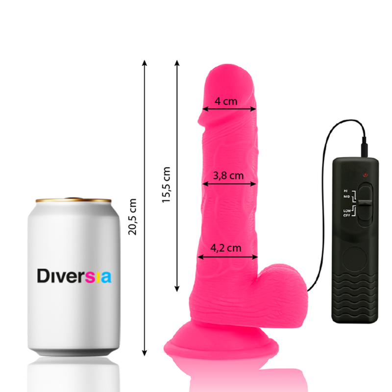 DIVERSIA - DILDO RÉALISTE FLEXIBLE VIBRANT ROSE 20,5 CM -OU- 4,2 CM