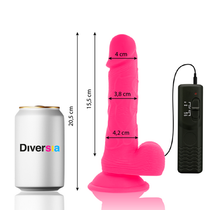 DIVERSIA - DILDO RÉALISTE FLEXIBLE VIBRANT ROSE 20,5 CM -OU- 4,2 CM