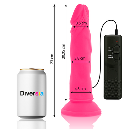 DIVERSIA - FLEXIBLE VIBRATING DILDO PINK 23 CM -O- 4.3 CM